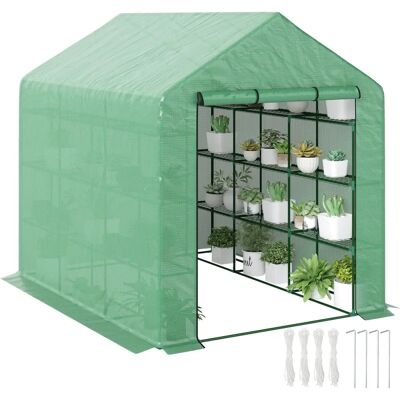 Invernadero Outsunny - 244x180x210 cm - Estructura de metal y 18 estantes Invernadero Outsunny - 244x180x210 cm - Estructura de metal y 18 estantes