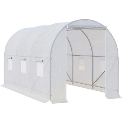 Invernadero túnel blanco de 3,5x2x2 m de Outsunny con 6 ventanas de malla Invernadero túnel blanco de 3,5x2x2 m de Outsunny con 6 ventanas de malla