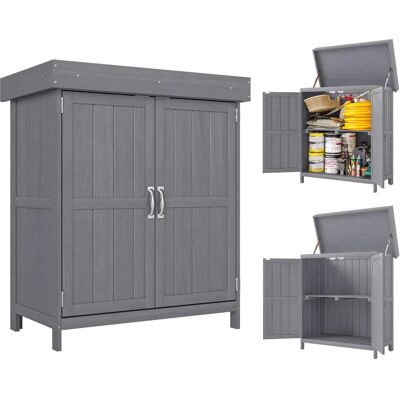 Cobertizo de Jardín Outsunny con 2 Puertas - Almacenamiento Impermeable de Madera - 74x43x88cm Cobertizo de Jardín Outsunny con 2 Puertas - Almacenamiento Impermeable de Madera - 74x43x88cm