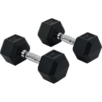 Mancuernas hexagonales de metal HOMCOM - 8kg c/u para hogar y gimnasio Mancuernas hexagonales de metal HOMCOM - 8kg c/u para hogar y gimnasio