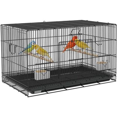 Cage à oiseaux en métal Pawhut 77x46x45 cm avec plateau amovible - Publicité Cage à oiseaux en métal Pawhut 77x46x45 cm avec plateau amovible - Publicité