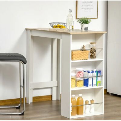 HOMCOM Mesa de Bar Blanca con 3 Estantes Diseño Moderno HOMCOM Mesa de Bar Blanca con 3 Estantes Diseño Moderno