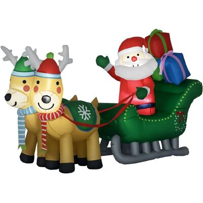 Decoración inflable de Navidad Homcom - Santa y renos con luces Decoración inflable de Navidad Homcom - Santa y renos con luces