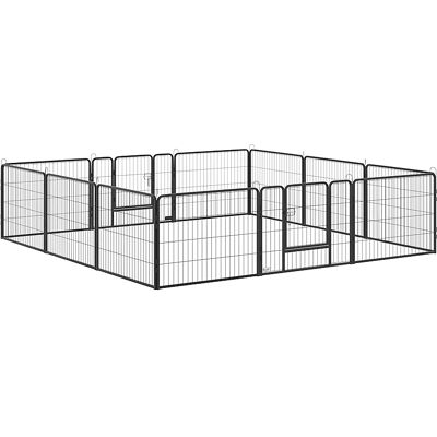 PawHut Parque para Perros Ajustable - 12 Paneles, Acero, Negro PawHut Parque para Perros Ajustable - 12 Paneles, Acero, Negro