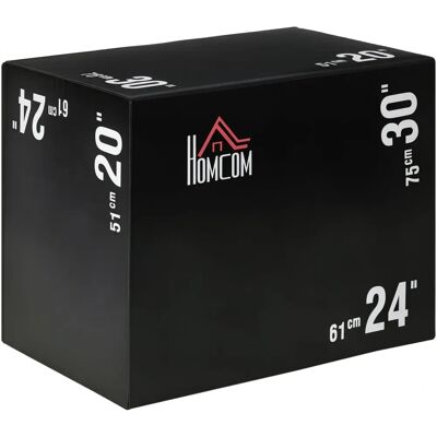 HOMCOM Caja pliométrica negra 3 en 1 51/61/75cm - Equipo de crossfit HOMCOM Caja pliométrica negra 3 en 1 51/61/75cm - Equipo de crossfit