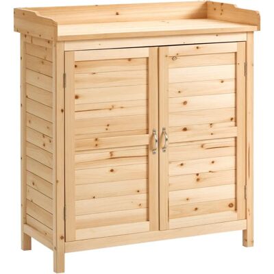 Armario de Jardín Outsunny - Madera de Cedro, Con Cerradura, Diseño Elevado Armario de Jardín Outsunny - Madera de Cedro, Con Cerradura, Diseño Elevado