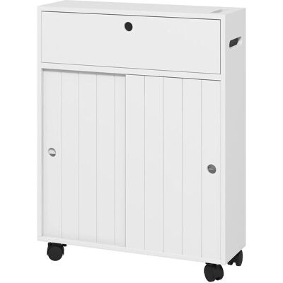 Armario de Almacenamiento de Baño Kleankin - Blanco, 52x17x67 cm - Moderno, Compacto, Móvil Armario de Almacenamiento de Baño Kleankin - Blanco, 52x17x67 cm - Moderno, Compacto, Móvil