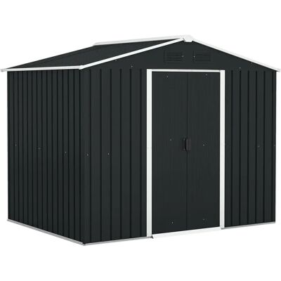 Cobertizo de Jardín Outsunny 4,1m² Acero Gris con Puertas Correderas Cobertizo de Jardín Outsunny 4,1m² Acero Gris con Puertas Correderas