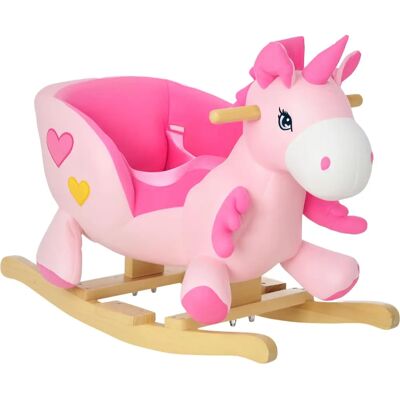 HOMCOM Cheval à Bascule Unicornio - Sécurité, Musique, 18-36 Mois - Publicité HOMCOM Cheval à Bascule Unicornio - Sécurité, Musique, 18-36 Mois - Publicité