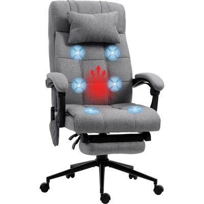 Silla de oficina Vinsetto con masaje y calefacción - Gris - Reclinable 155° Silla de oficina Vinsetto con masaje y calefacción - Gris - Reclinable 155°