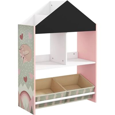 Estantería de juguetes Zonekiz - Estantes abiertos, 2 cestas, Rosa Estantería de juguetes Zonekiz - Estantes abiertos, 2 cestas, Rosa