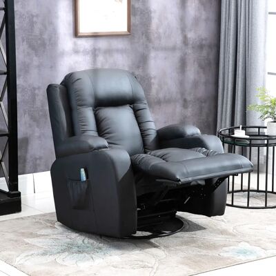 Sillón de Masaje Reclinable Homcom - Negro - 8 Puntos, Calefacción Lumbar, Giro 360° Sillón de Masaje Reclinable Homcom - Negro - 8 Puntos, Calefacción Lumbar, Giro 360°