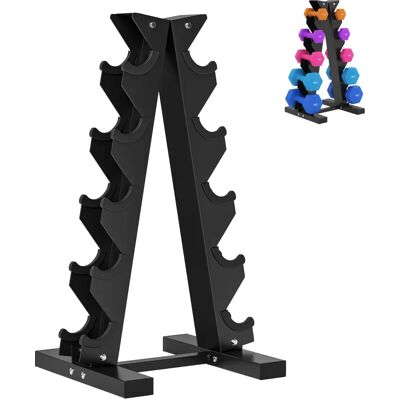 Soporte para mancuernas SPORTNOW - 5 pares, 10 compartimentos, Negro - Equipo de gimnasio Soporte para mancuernas SPORTNOW - 5 pares, 10 compartimentos, Negro - Equipo de gimnasio