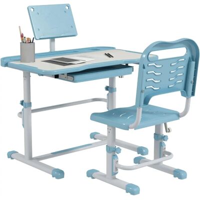 ZONEKIZ Escritorio y Silla Ajustables para Niños - Azul y Blanco - 6-12 Años ZONEKIZ Escritorio y Silla Ajustables para Niños - Azul y Blanco - 6-12 Años