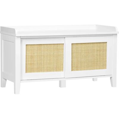 Banco Zapatero Estilo Bohemio Homcom con Asiento - Blanco Banco Zapatero Estilo Bohemio Homcom con Asiento - Blanco