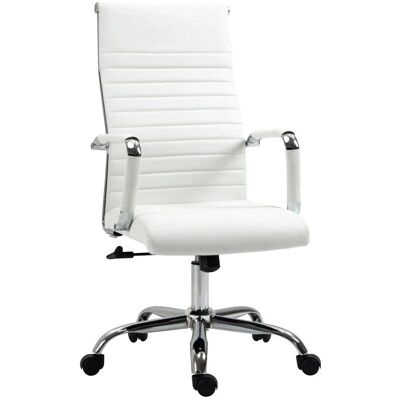 Silla de Oficina Vinsetto Altura Ajustable 360° Giratoria Cuero Sintético Blanco - Silla de Oficina Silla de Oficina Vinsetto Altura Ajustable 360° Giratoria Cuero Sintético Blanco - Silla de Oficina