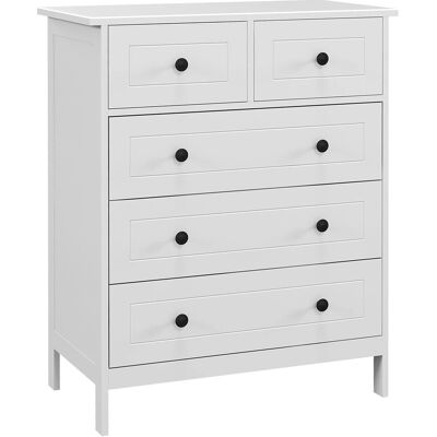 Homcom Cajonera Blanca de 5 Cajones - Almacenamiento Moderno para Dormitorio Homcom Cajonera Blanca de 5 Cajones - Almacenamiento Moderno para Dormitorio