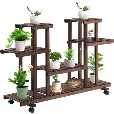 Estantería para plantas de madera Outsunny 4 niveles con ruedas - Interior/Exterior Estantería para plantas de madera Outsunny 4 niveles con ruedas - Interior/Exterior