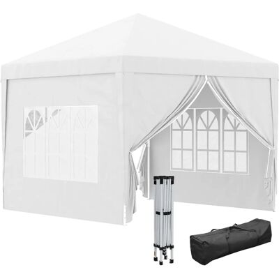 Carpa Plegable Outsunny 3x3m Blanca con Paredes Removibles y Protección UV Carpa Plegable Outsunny 3x3m Blanca con Paredes Removibles y Protección UV