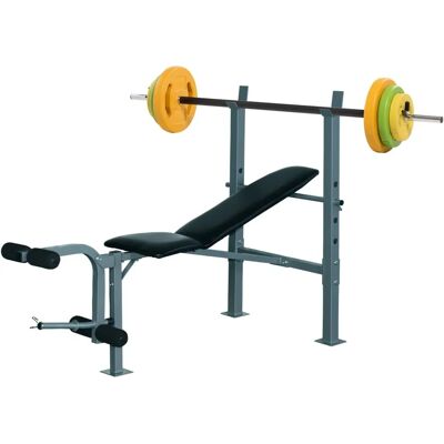 Set de Gimnasio en Casa HOMCOM - Banco Ajustable y Barra Set de Gimnasio en Casa HOMCOM - Banco Ajustable y Barra