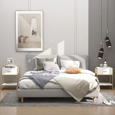 Conjunto de Mesitas Homcom - 2 Mesitas Modernas Blancas y Doradas Conjunto de Mesitas Homcom - 2 Mesitas Modernas Blancas y Doradas