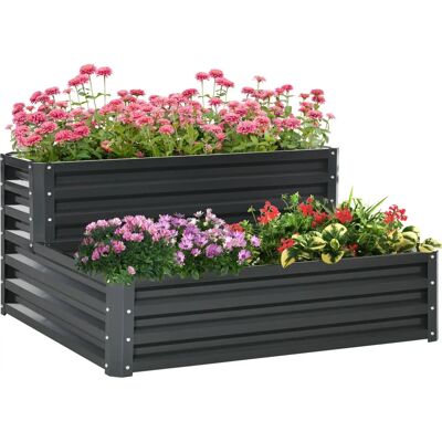 Huerto Urbano Outsunny - Jardinera de Acero - 2 Niveles - 120x101x58 cm Huerto Urbano Outsunny - Jardinera de Acero - 2 Niveles - 120x101x58 cm