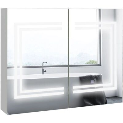 Armario de Baño con Espejo y Luz LED Kleankin - Ahorro de espacio Armario de Baño con Espejo y Luz LED Kleankin - Ahorro de espacio
