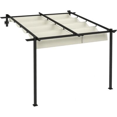 Pérgola de Pared Outsunny 3x3 m con Toldo Retráctil - Pérgola Pérgola de Pared Outsunny 3x3 m con Toldo Retráctil - Pérgola