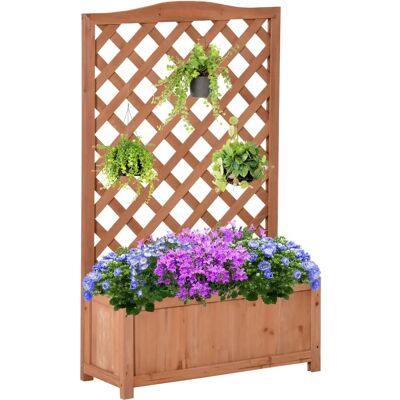Jardineras de madera con enrejado Outsunny - Soporte para jardín exterior Jardineras de madera con enrejado Outsunny - Soporte para jardín exterior
