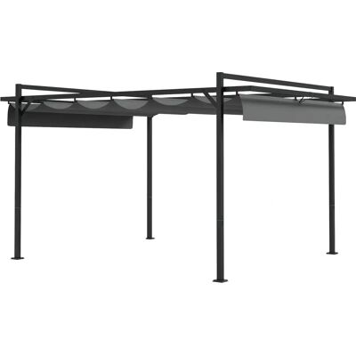 Pérgola de Acero 3x4 m Outsunny - Techo Retráctil de Poliéster Pérgola de Acero 3x4 m Outsunny - Techo Retráctil de Poliéster