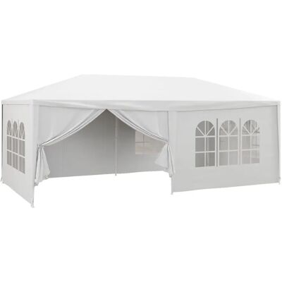 Carpa de Jardín Outsunny - 583x293x250 cm, 6 Paredes, Blanco Carpa de Jardín Outsunny - 583x293x250 cm, 6 Paredes, Blanco