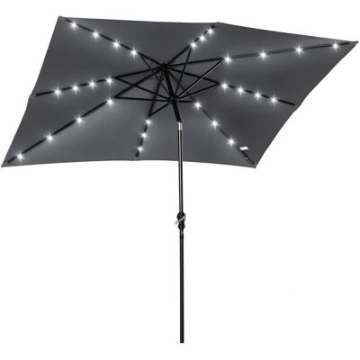 Sombrilla de Jardín Outsunny con Luces LED - Inclinación 45°, UV y Impermeable Sombrilla de Jardín Outsunny con Luces LED - Inclinación 45°, UV y Impermeable