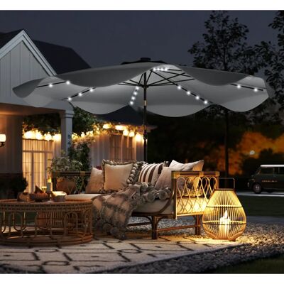 Outsunny - Ø292x248 cm Sombrilla - 32 LED Solar Lights - Sombrilla de jardín Outsunny - Ø292x248 cm Sombrilla - 32 LED Solar Lights - Sombrilla de jardín