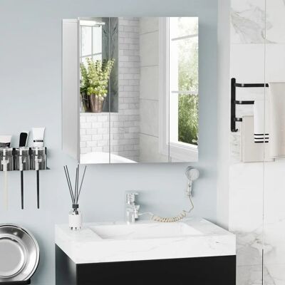 Armario de baño Kleankin empotrado con espejo y estantes ajustables Armario de baño Kleankin empotrado con espejo y estantes ajustables