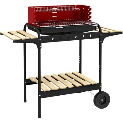 Parrilla de carbón portátil Outsunny - Altura ajustable, ruedas, picnic - Barbacoa Parrilla de carbón portátil Outsunny - Altura ajustable, ruedas, picnic - Barbacoa