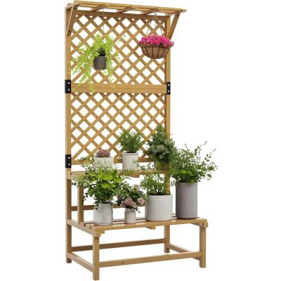 Estantería para plantas Outsunny - Madera de cedro natural de 2 niveles para jardín Estantería para plantas Outsunny - Madera de cedro natural de 2 niveles para jardín