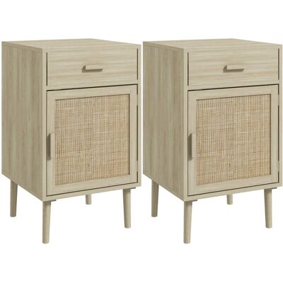 Homcom Modelo 831-739v80ak Conjunto de Mesas de Cabeceira com Rattan Homcom Modelo 831-739v80ak Conjunto de Mesas de Cabeceira com Rattan