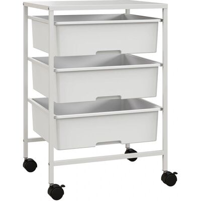 Carrito de almacenamiento HOMCOM - 3 cestas, marco de acero, blanco - 40.8x33.5x60.5cm Carrito de almacenamiento HOMCOM - 3 cestas, marco de acero, blanco - 40.8x33.5x60.5cm