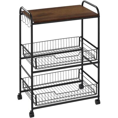 Homcom Carrito de Cocina - Estilo Industrial Rústico con 2 Cestas - 85.5cm Homcom Carrito de Cocina - Estilo Industrial Rústico con 2 Cestas - 85.5cm