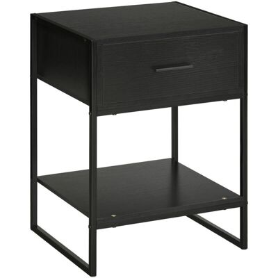 HOMCOM Mesa de Cabeceira Compacta Moderna com Espaço de Armazenamento Preto HOMCOM Mesa de Cabeceira Compacta Moderna com Espaço de Armazenamento Preto