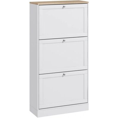 Armario Zapatero Blanco HOMCOM con 3 Cajones Abatibles - Moderno y Compacto Armario Zapatero Blanco HOMCOM con 3 Cajones Abatibles - Moderno y Compacto
