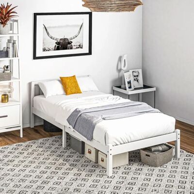 Marco de cama individual Homcom de madera de pino - 90x190 cm - Soporta 120kg Marco de cama individual Homcom de madera de pino - 90x190 cm - Soporta 120kg