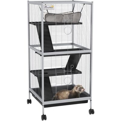 Jaula para animales pequeños PawHut - 4 niveles, ruedas, puertas, rampas, hamaca, bandeja extraíble Jaula para animales pequeños PawHut - 4 niveles, ruedas, puertas, rampas, hamaca, bandeja extraíble