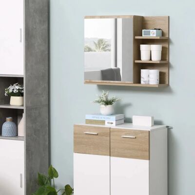 Armario de baño Kleankin con espejo - 3 estantes - Estilo moderno Armario de baño Kleankin con espejo - 3 estantes - Estilo moderno