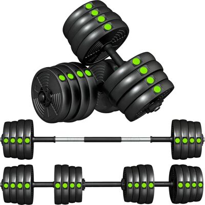 Conjunto de Halteres Preto Verde 2 em 1 SPORTNOW - Equipamento de Treino de Força Conjunto de Halteres Preto Verde 2 em 1 SPORTNOW - Equipamento de Treino de Força