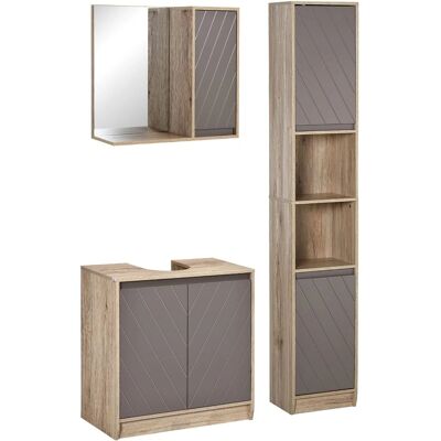 Conjunto de baño Homcom Roble y gris - Muebles de baño Conjunto de baño Homcom Roble y gris - Muebles de baño