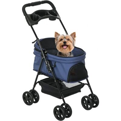 PawHut Cochecito para perros plegable - Acero y Oxford azul - Mascotas PawHut Cochecito para perros plegable - Acero y Oxford azul - Mascotas