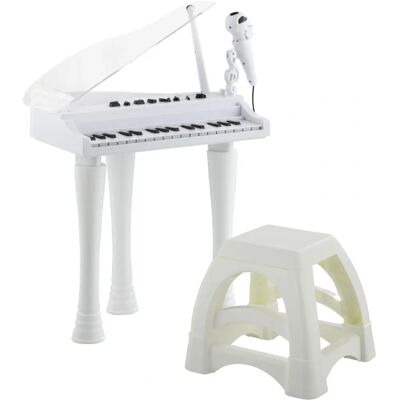 AIYAPLAY Piano Electrónico Infantil Blanco de 32 Teclas con Taburete AIYAPLAY Piano Electrónico Infantil Blanco de 32 Teclas con Taburete