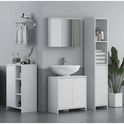 Mueble de baño blanco Homcom - Diseño moderno con dos cajones Mueble de baño blanco Homcom - Diseño moderno con dos cajones