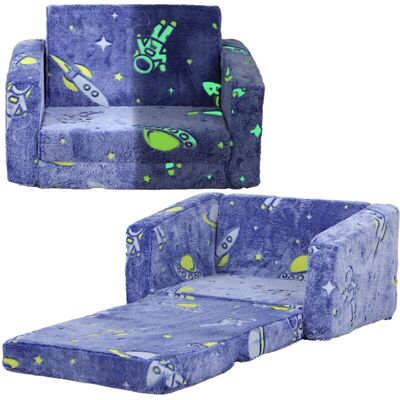 Sillón infantil Aiyaplay - Sofá infantil con tela luminosa 2 en 1 - Azul Sillón infantil Aiyaplay - Sofá infantil con tela luminosa 2 en 1 - Azul